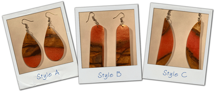 Red Resin and Wood Earrings