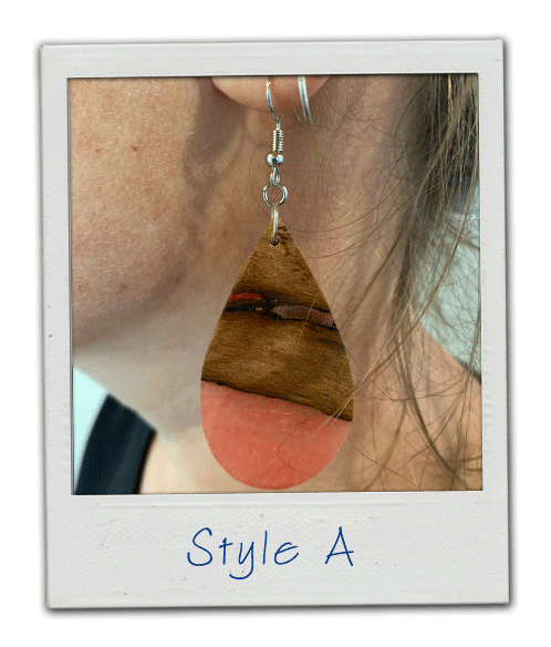 Red Resin and Wood Earrings