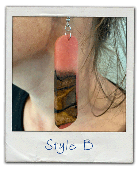 Red Resin and Wood Earrings