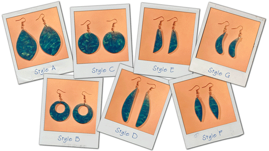 Turqoise Resin earrings - various pendants